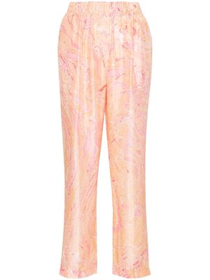 Forte Forte abstract-print silk trousers - Pink