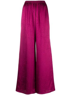 Forte Forte check-pattern ruched-detail satin palazzo pants - Pink