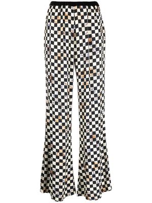 Forte Forte checkerboard-print flared trousers - Black