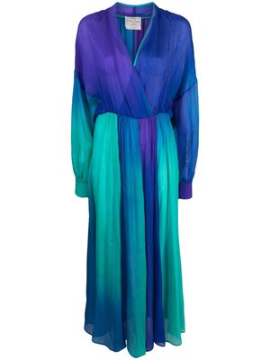 Forte Forte colour-block pleated silk maxi dress - Blue