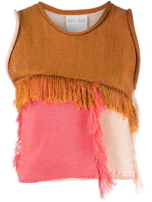 Forte Forte crew-neck fringed top - Brown