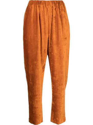 FORTE FORTE cropped velvet-effect trousers - Orange