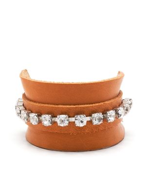 Forte Forte crystal-embellished leather bracelet - Brown