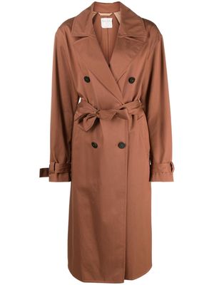 Forte Forte double-breasted belted cotton trench coat - Brown