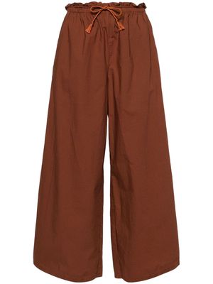Forte Forte drawstring-waist cotton trousers - Brown