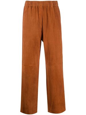 Forte Forte elasticated flared suede trousers - Brown