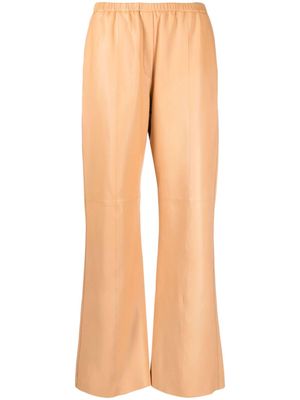 Forte Forte elasticated-waist straight-leg leather trousers - Neutrals