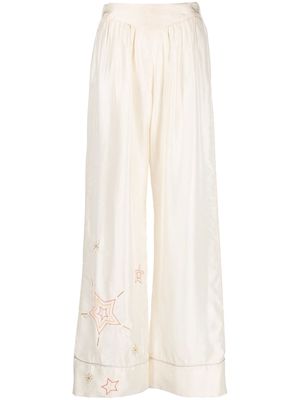 Forte Forte embroidered palazzo pants - Neutrals