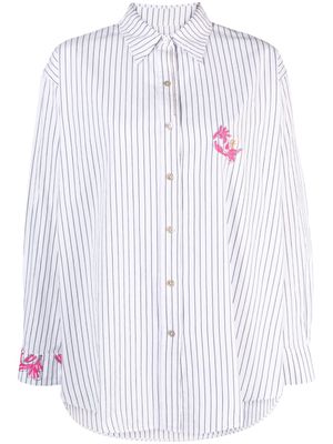 Forte Forte floral-embroidered striped shirt - White