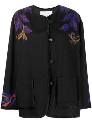 Forte Forte floral-embroidered virgin-wool jacket - Black