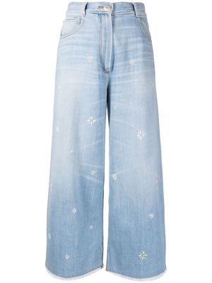 Forte Forte floral-embroidered wide-leg jeans - Blue