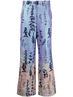 Forte Forte floral-embroidery wide-leg pants - Purple