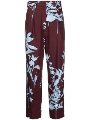 Forte Forte floral-pattern cotton straight-leg trousers - Brown
