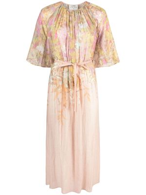 Forte Forte floral-print pleated belted midi dress - Pink