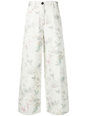 Forte Forte floral-print wide leg jeans - Neutrals