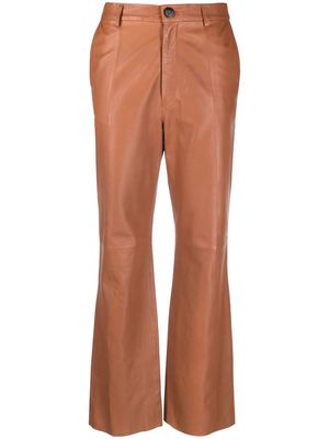 Forte Forte four-pocket leather straight trousers - Brown