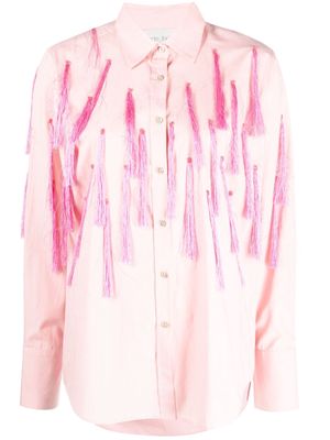 Forte Forte fringe-detail cotton shirt - Pink