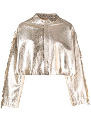 Forte Forte fringed leather cropped jacket - Gold