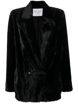 Forte Forte fur-design double-breasted coat - Black