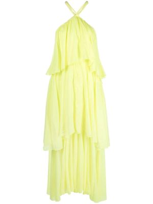 Forte Forte halterneck tiered maxi dress - Yellow
