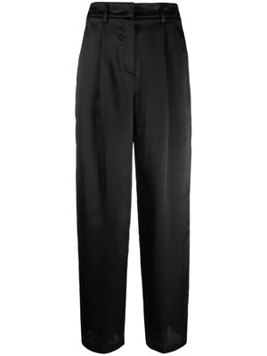 Forte Forte high-waist pleated satin trousers - Black