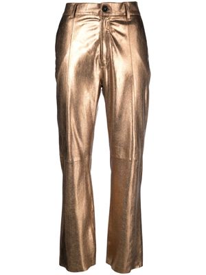 Forte Forte high-waist tapered-leg leather trousers - Gold