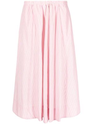 Forte Forte horizontal-stripe cady flared skirt - Pink