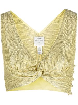 Forte Forte knotted shimmer crop top - Yellow
