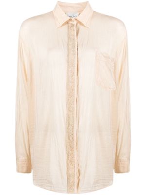 Forte Forte lace-panel long-sleeved shirt - Pink