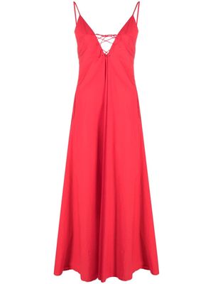 Forte Forte lace-up A-line maxi dress - Red