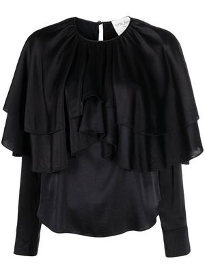 Forte Forte layered long-sleeve satin blouse - Black