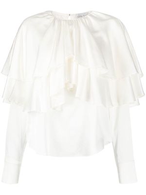 Forte Forte layered long-sleeve satin blouse - Neutrals