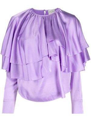Forte Forte layered long-sleeve satin blouse - Purple