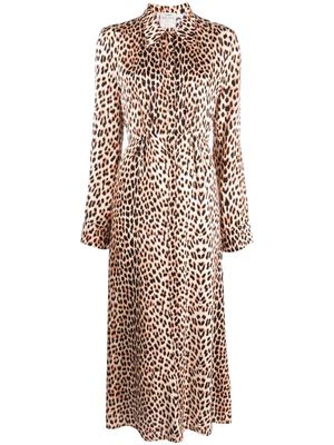 Forte Forte leopard-print long-sleeves midi dress - Neutrals