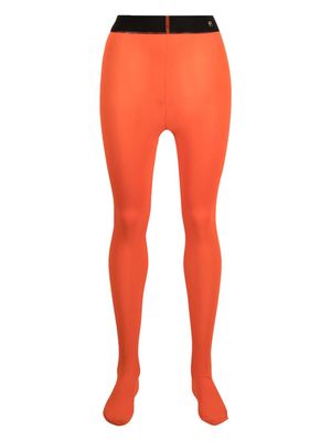 Forte Forte logo-embroidered high-waist tights - Orange