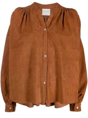 FORTE FORTE long-sleeved suede blouse - Neutrals