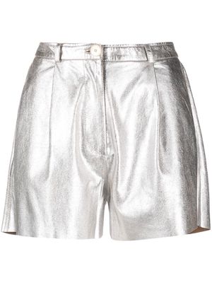 Forte Forte metallic-effect leather shorts - Silver