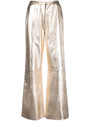 Forte Forte metallic leather wide-leg trousers - Gold