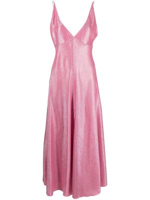 Forte Forte metallic plunging v-neck dress - Pink