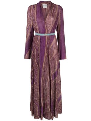 Forte Forte metallic-thread ribbed-knit maxi dress - Purple
