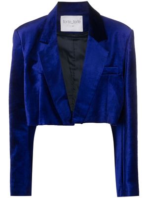 Forte Forte open-front cropped velvet blazer - Blue