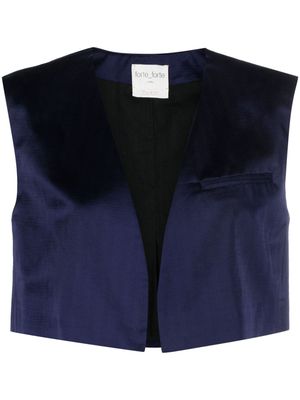 Forte Forte padded-shoulders herringbone waistcoat - Blue