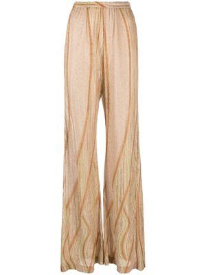Forte Forte patterned-intarsia high-waisted trousers - Orange