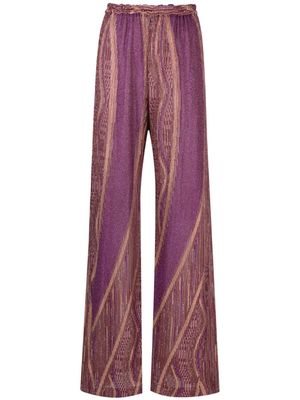 Forte Forte patterned-intarsia high-waisted trousers - Pink