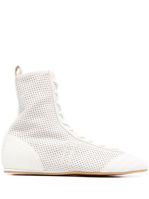 Forte Forte perforated lace-up boots - White