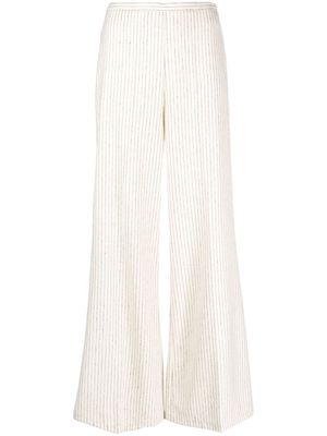 Forte Forte pinstripe-pattern wide-leg trousers - White