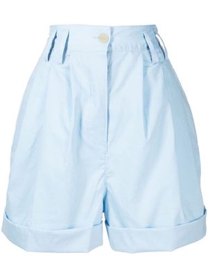 Forte Forte pleat-detail three-pocket knee-length shorts - Blue