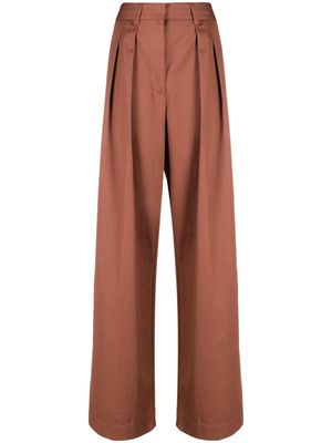 Forte Forte pleated cotton wide-leg trousers - Brown