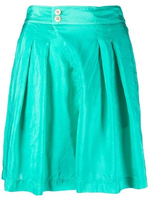 Forte Forte pleated high-waist silk shorts - Green