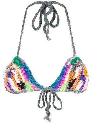 Forte Forte rainbow knit bikini top - Blue